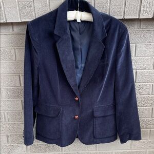 Vintage Navy Blue Corduroy Women's Blazer- Size 16